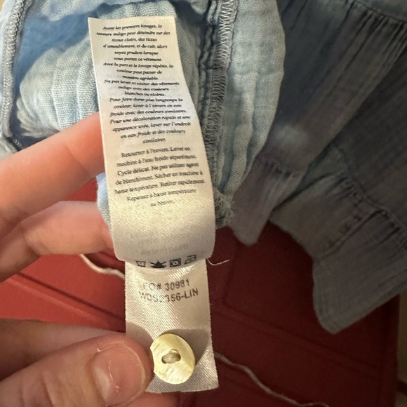 Faherty Dune Cotton Gauze Kasey Dress Light Indigo Wash flowy casual classic XS - Picture 6 of 7